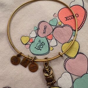 Alex and Ani Gold Owl Charm Bangle